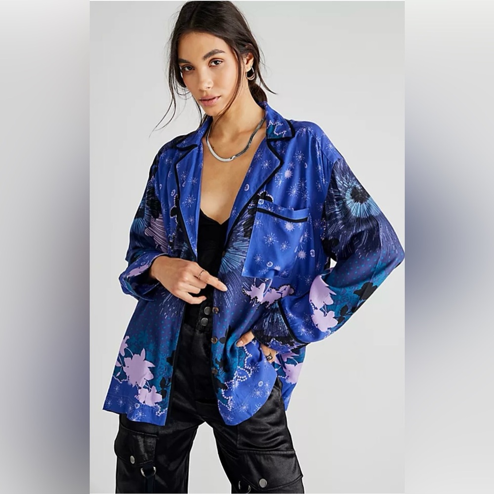 Free‎ people NWT good vibrations button down